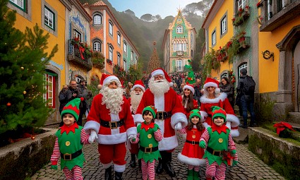 Caminhada do Pai Natal na vila de Sintra